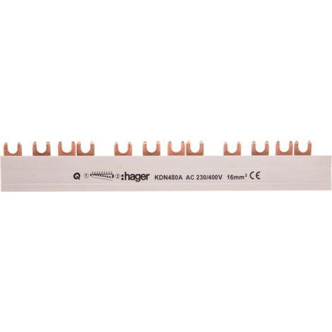 Barra colectora de horquilla de 4 polos y 80 A, 16 mm² (12 módulos) KDN480A