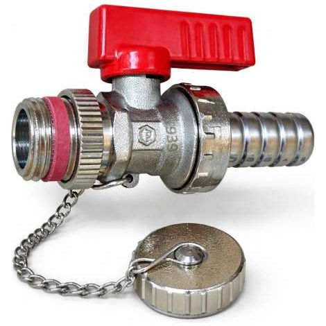 KFE Kugelhahn Heizung 1/2" DN15 gerade selbstdichtend mit Kappe an Kette schwere Ausführung