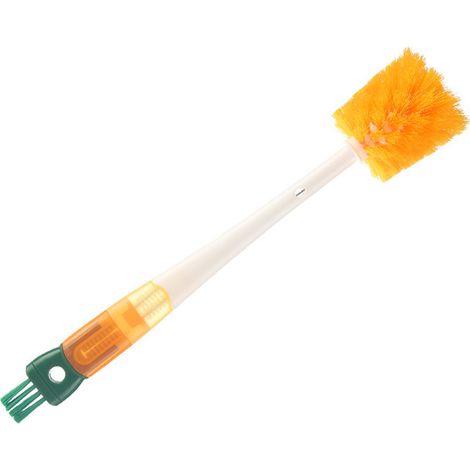 Brosse multifonctionnelle pour tasses, poils souples et robustes, manche long antidérapant, idéale pour nettoyer les couvercles et les pailles. Convient également aux couvercles et aux pailles. (1/5)