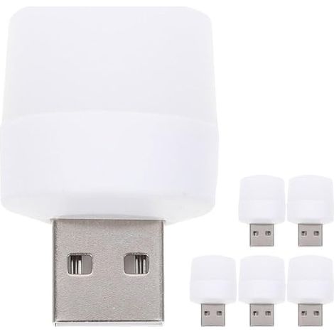 Set of 6 Portable USB LED Night Lights Compact Plug in to PC Laptop Bedroom Staircase Corridor Nursery (1/5)