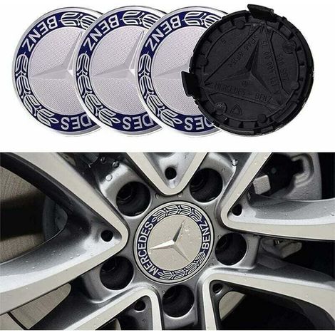 Set di 4 coprimozzi compatibili con Mercedes Benz 75 mm - Blu, TRIMEC (1/4)