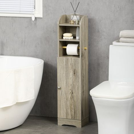WC-Sitz, Doppel-WC-Sitz mit verstellbaren Ablagen und Toilettenpapierhalter, 23 x 18 x 100 cm, grau