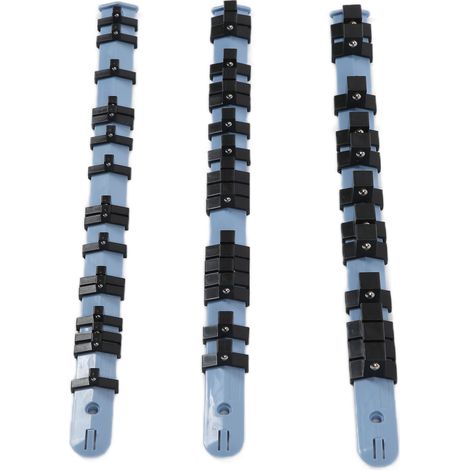 Support ABS 3 Pièces Organisateur de Douilles Multifonction Rail Support Rack 1/4 3/8 1/2 Pouce Outils de Réparation (1/5)