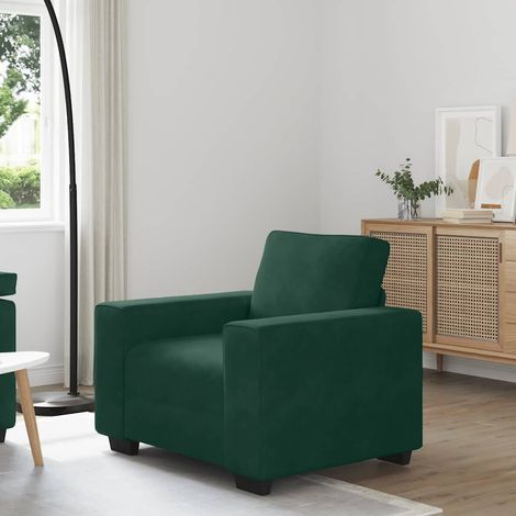 vidaXL Fauteuil canapé vert foncé 100x77x82 cm velours