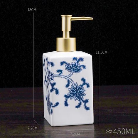 (A450ml-280 450ML) Flacon de lotion pour le bain rétro en céramique de haute qualité, type pression, distributeur de shampoing Lotus pour salle de bain, flacon de shampoing pour hôtel, accessoires de (1/5)