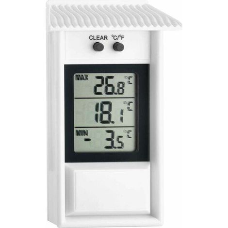 Digital maximum-minimum thermometer, weatherproof, suitable for indoor and outdoor use, white (1/4)