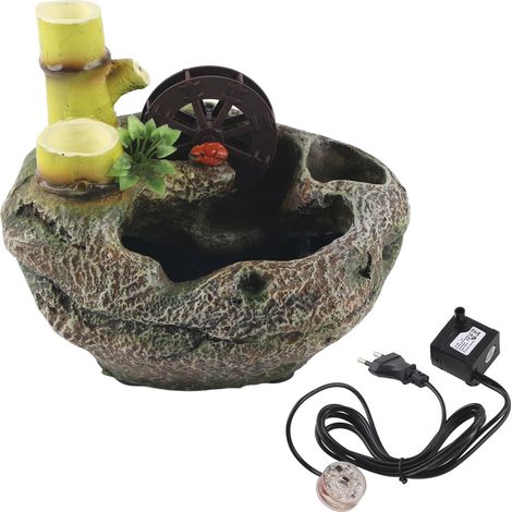 Fontaine de Bureau LED avec Eau Courante, Paysage Miniature DIY pour Maison et Bureau, Décoration de Table avec Prise UE 220‑240V (1/5)