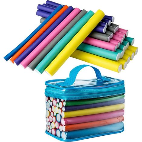 42 Pcs Rouleaux Flexibles Bigoudis Cheveux, DIY Set En Mousse, Coiffure Outil pour Femmes Filles, Boucles Frises, 7 Tailles (1/5)