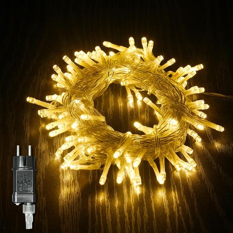 1 guirlande lumineuse, 8 modes, 100 led, fil transparent, blanc chaud, intérieur, noël, mariage (1/5)