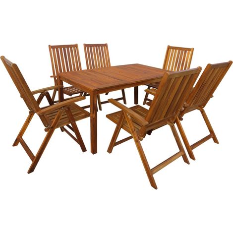 vidaXL 7 Piece Outdoor Dining Set Solid Acacia Wood (1/5)
