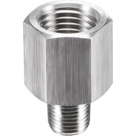 1/8" NPT Male x 1/4" NPT Female Pipe Fitting Reducer for Air Oil Water Pressure Gauge Temperature Sensor, Stainless Steel (1/5)