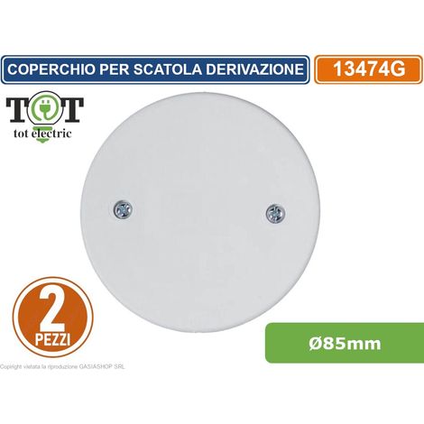 COPPIA COPERCHIO ROTONDO AD ESPANSIONE CON VITI DIAMETRO 85MM PER SCATOLA DERIVAZIONE CON VITI (1/2)