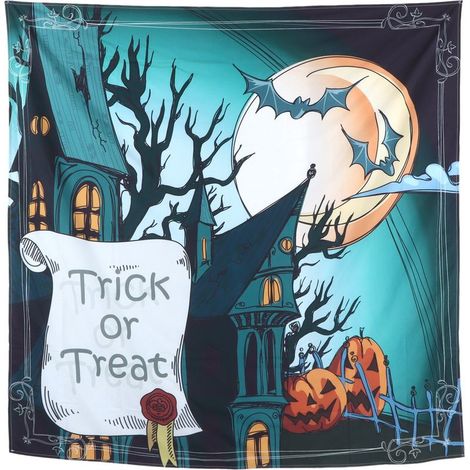 Tapisseries murales à suspendre, décor d'Halloween pour salon et chambre, 150 x 150 cm (1/5)