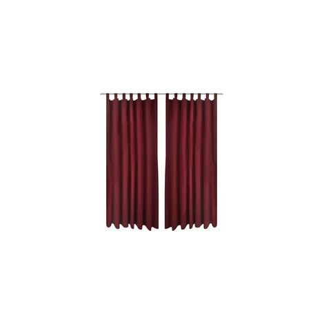 Satingardinen, 2er-Set, 140 x 175 cm, dunkelrot - Crezuo