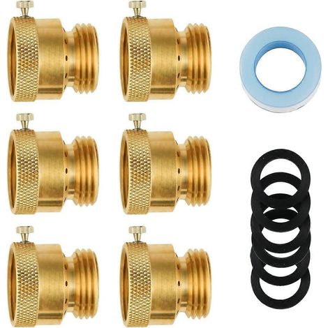 Lot de 6 brise-vide, robinet extérieur avec clapet anti-retour 3/4", tuyau GHT 3/4" (1/5)