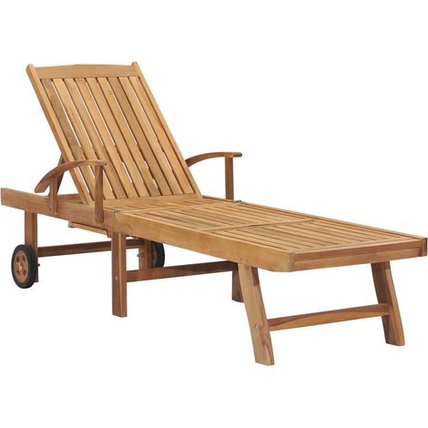 Lettino prendisole sedia a sdraio lettino prendisole letto da giardino mobili da esterno per patio legno massello di teak 020012713