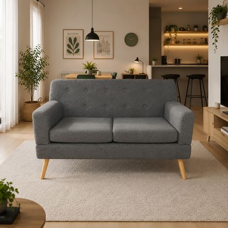 DIVANO 2 POSTI MOD. RAMONA IN TESSUTO GRIGIO