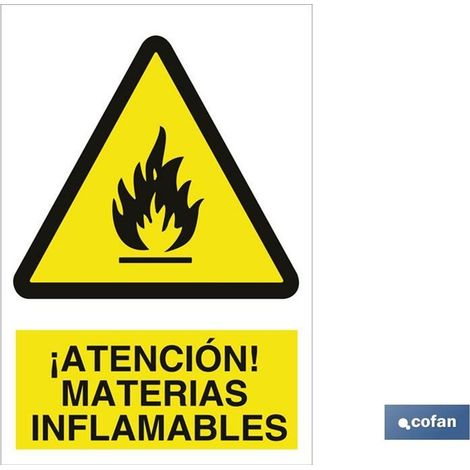 Panneau d'avertissement en polystyrène 210x148mm pour matériaux inflammables.