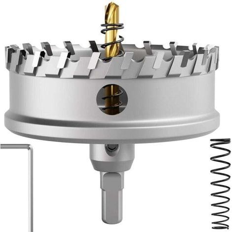 Scie cloche bimétallique en carbure T.C.T robuste de qualité industrielle pour découpe de trous dans l'acier inoxydable (100 mm) (1/4)