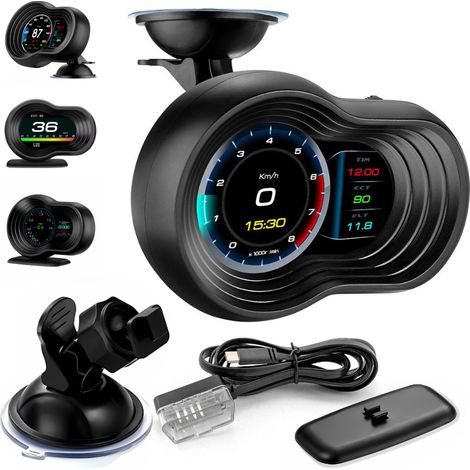 Ordinateur de bord, affichage tête haute (HUD), compteur kilométrique LCD, effacement des erreurs OBDII, USB (1/5)