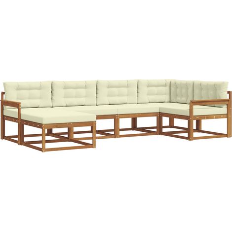 Conjunto de sofás de exterior 6 uds. Natural y Crema vidaXL (1/5)
