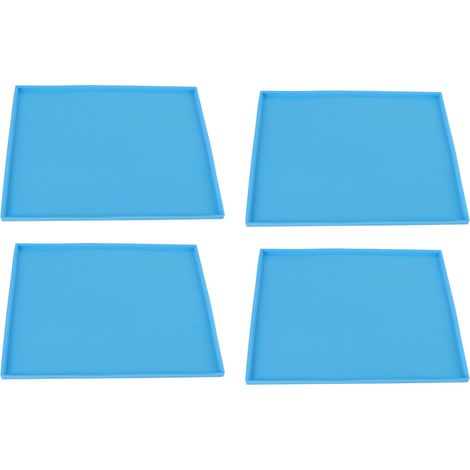 Set de 4 tapis silicone bleus pour déshydrateur, haute température, antiadhésif, plaques réutilisables avec rebord, grade alimentaire.