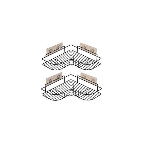 Lot De 2 Adhésif Étagère d'angle Rack de Douche Salle de Bains Triangulaire Rangement sans Percer (1/5)