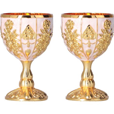 2 Pièces 30ML Coupe en Verre Doré Rétro de Haute Qualité pour Décoration de Voyage et Collection à la Maison (1/5)