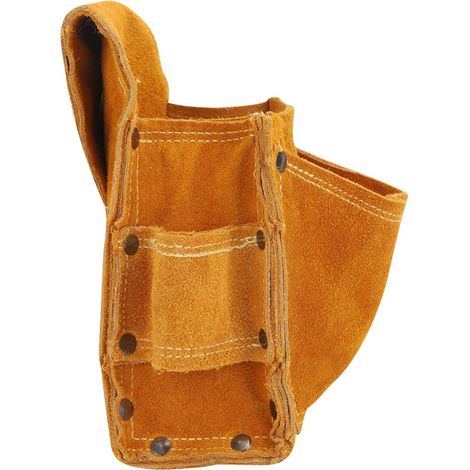 Multifunktionale Werkzeugtasche aus dickem Leder, Werkzeuggürtel mit Metallbeschlägen zur praktischen Aufbewahrung.