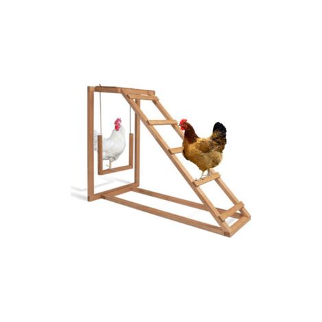 MaxxPet Juego de gallinero – escalera, plataforma y percha – Madera – 100 x 50 x 81 cm (1/5)