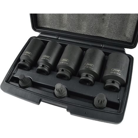 Set de 5 vasos y 3 puntas XZN de impacto de ½"  JBM52547