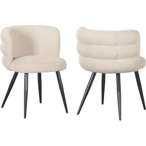 BOBOCHIC - Lot de 2 chaises SOLEA tissu texturé Beige (1/4)