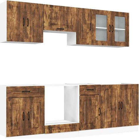 Maison Exclusive - Mueble cocina Kalmar roble ahumado 8 pzas made