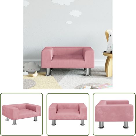 The Living Store Canapé pour enfants rose 50x40x26,5 cm velours - Canapé Enfant - Canapé Bébé - Mobilier Enfant - Meubles Pour Enfants - Chaise Enfant (1/5)