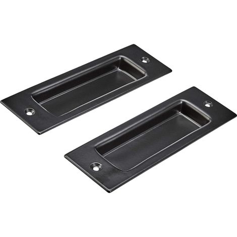 Ahlsen Juego de 2 tiradores empotrados para puertas correderas, negro, 13,7 cm (1/4)