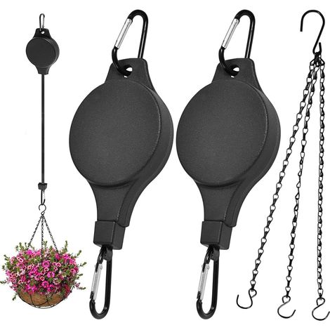 Paquet de 2 poulies pour Plantes suspendues, Cintre à Plantes rétractable à Tirer vers Le Bas pour arroser ou Nourrir, chaîne de Suspension pour paniers de Jardin, Pots, mangeoire à Oiseaux (1/5)