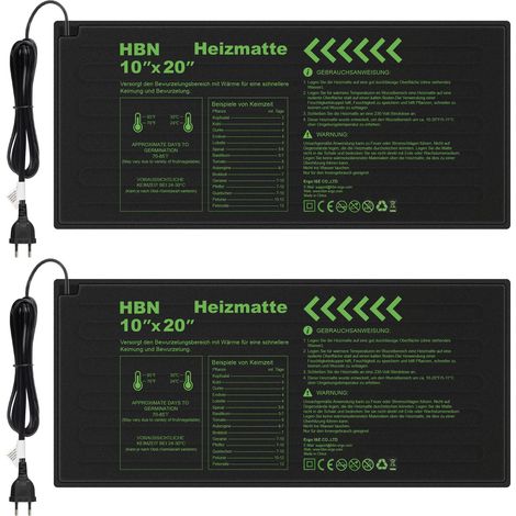 Lot de 2 tapis chauffants pour semis et semences, 17,5 W, serre d'intérieur, plaque de culture, coussin chauffant pour légumes, fleurs, herbes, terrariums, 50 x 25,7 cm (1/5)