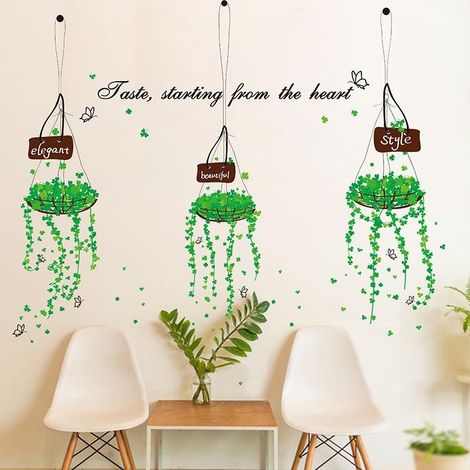 Stickers muraux en forme de panier vert, décoration intérieure, papier peint, affiche (1/4)