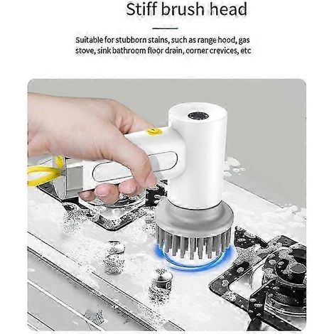 Brosse électrique rotative AURA sans fil rechargeable pour salle de bain, baignoire, évier, vaisselle et carrelage. (1/5)