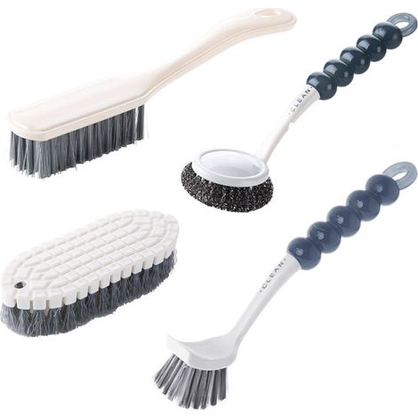 Juego de limpieza de cocina de 4 piezas con raspador, cepillo de limpieza plegable, cepillo de limpieza ranurado, cepillo de fregar cómodo para limpieza (1/5)