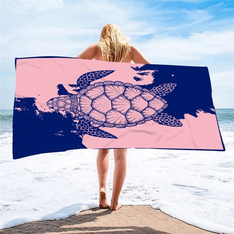 Serviette De Plage En Microfibre - Antisable - Séchage Rapide - Motif Tortue Aquarelle - 150 X 75 Cm - 1 Pièce (1/5)