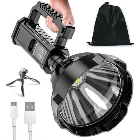 Beijiyi – Lampe torche rechargeable 200000 lumens – Étanchéité IPX44 – 4 modes d'éclairage – Batterie lithium 1200-6000mAh – Idéale pour chantiers humides (1/5)