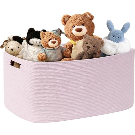 Großer 72L Aufbewahrungskorb aus Baumwollseil, Rosa, für Spielzeug & Decken (1/5)