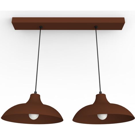 LUMICOM  PARIGINA Sospensione Binario, 2X E27, max 42W, metallo, marrone corten, D.30cm L.70cm (1/4)