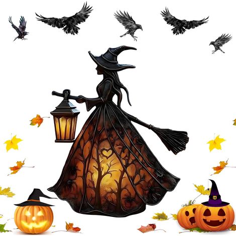 Lampe Halloween Chapeau de Sorcière, Lampe LED de Table USB 16 cm, Décoration Gothique pour Maison, Porche et Fête (1/5)