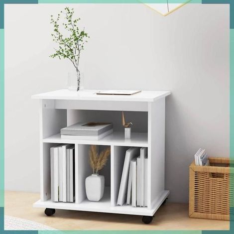 808476 Armoire à roulettes Blanc 60x45x60 cm Bois d’ingénierie (1/5)