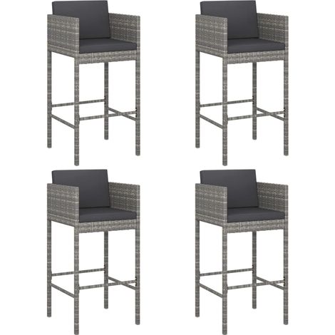 Maison Exclusive - Tabourets de bar lot de 4 avec coussins gris résine tressée