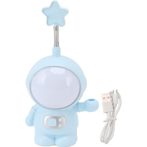Lamp Astronaute avec LED 5V 3W, Charge USB, Taille-Crayon intégré pour Déco Intérieure Bleu - Lumière Gradiente et Blanc, ABS