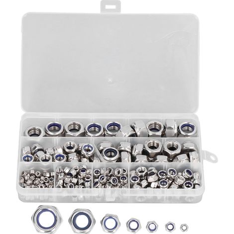 Écrous freinés Nylstop inox 215 pièces M3 M4 M5 M6 M8 M10 M12 assortiment contre-écrous à insert nylon (1/5)