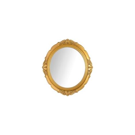 Miroir mural décoratif vintage à suspendre pour chambre à coucher, salon, commode, 33 x 37cm (doré)
